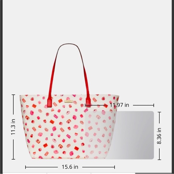 Kate Spade Red and Pink Gift Pattern Tote with Wristlet - Picture 5 of 7